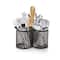 Mind Reader Network Collection Black 3-Compartment Utensil Caddy with Wooden Handle